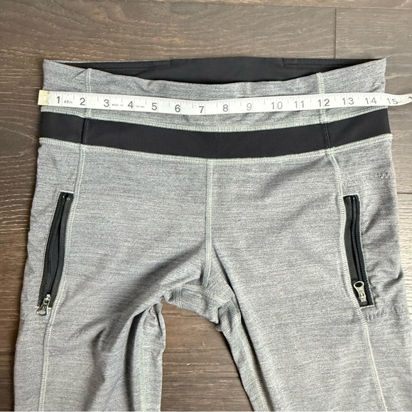 Lululemon Inspire Tight II Gray /Black zip Pockets Mesh Panels Womens - Picture 4 of 8